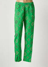 Pantalon droit tissage popeline taille normale vert SWILDENS femme