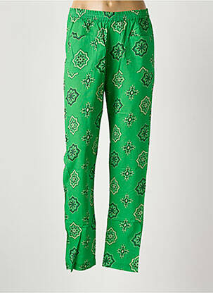 Pantalon droit tissage popeline taille normale vert SWILDENS femme