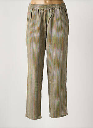 Pantalon droit tissage crêpe taille normale vert HOD femme