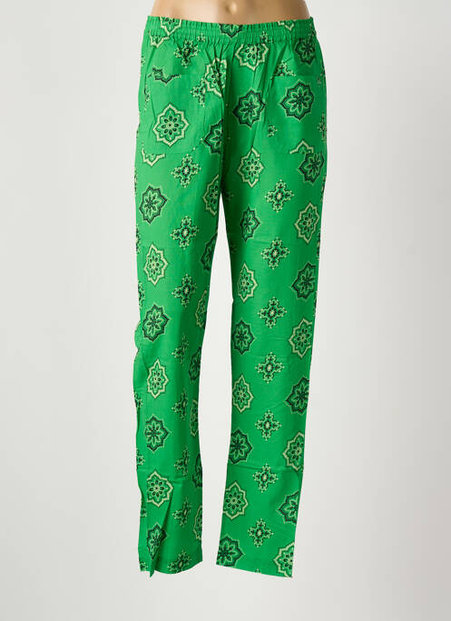 Pantalon droit tissage popeline taille normale vert SWILDENS femme