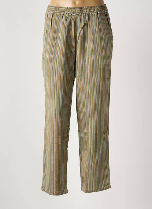 Pantalon droit tissage crêpe taille normale vert HOD femme