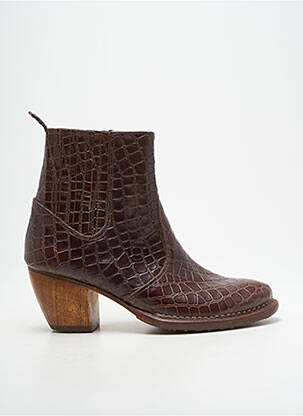 Bottines/boots tissage satiné talon de 4 à 6cm marron NEOSENS femme