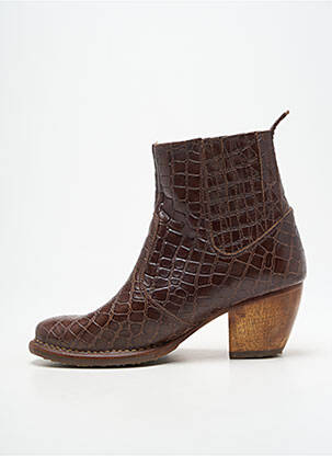 Bottines/boots tissage satiné talon de 4 à 6cm marron NEOSENS femme