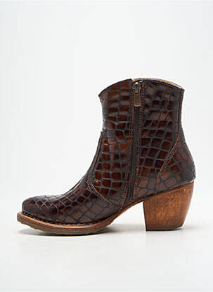 Bottines/boots tissage satiné talon de 4 à 6cm marron NEOSENS femme