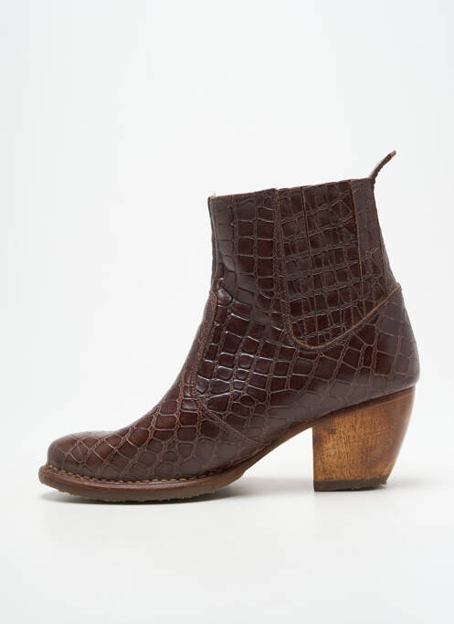 Bottines/boots tissage satiné talon de 4 à 6cm marron NEOSENS femme