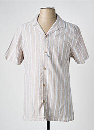 Chemise manches courtes col tailleur beige SORBINO homme