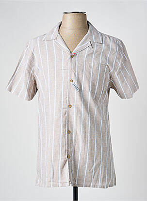 Chemise manches courtes col tailleur beige SORBINO homme