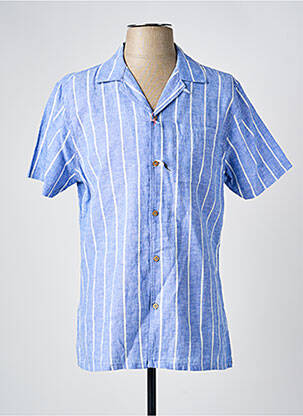 Chemise manches courtes col tailleur bleu SORBINO homme