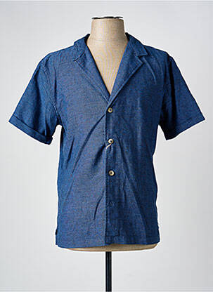 Chemise manches courtes col tailleur bleu SORBINO homme
