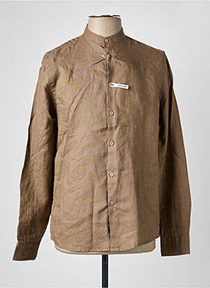 Chemise manches longues poignets boutonnés marron SORBINO homme