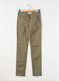 Pantalon slim tissage popeline taille normale vert HAPPY femme