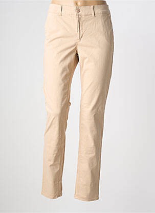 Pantalon chino tissage popeline taille normale beige HAPPY femme