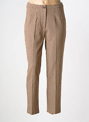 Pantalon chino fermeture zippée sous rabat boutonné taille normale marron NICE THINGS femme