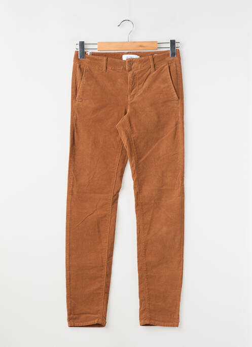 Pantalon chino fermeture zippée sous rabat boutonné taille normale marron HAPPY femme