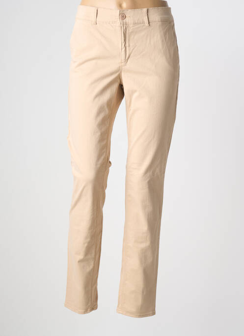 Pantalon chino tissage popeline taille normale beige HAPPY femme