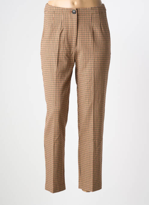 Pantalon chino fermeture zippée sous rabat boutonné taille normale marron NICE THINGS femme