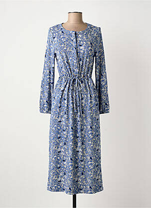 Robe mi-longue imprimé fleurs manches longues bleu WHITE STUFF femme
