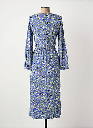 Robe mi-longue imprimé fleurs manches longues bleu WHITE STUFF femme