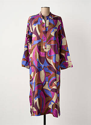Robe mi-longue imprimé fantaisie manches longues violet HARTFORD femme