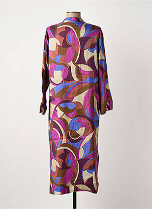 Robe mi-longue imprimé fantaisie manches longues violet HARTFORD femme