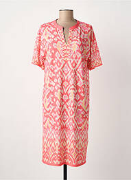 Robe mi-longue imprimé fantaisie manches courtes orange OUI femme