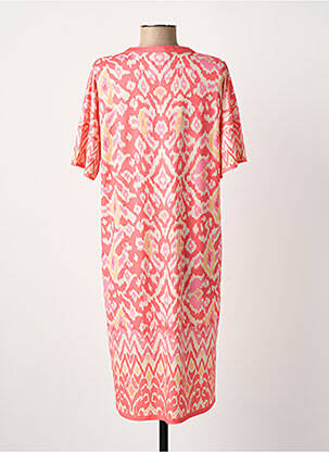 Robe mi-longue imprimé fantaisie manches courtes orange OUI femme