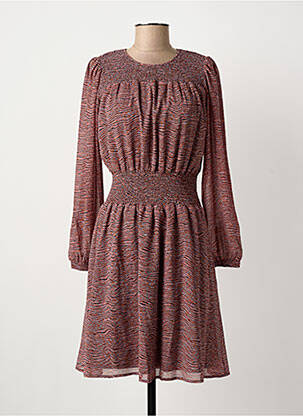 Robe mi-longue imprimé fantaisie manches longues rose SECOND FEMALE femme