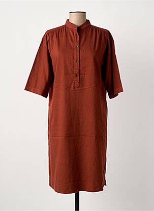 Robe mi-longue manches courtes manches courtes marron HARTFORD femme