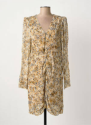 Robe mi-longue imprimé fantaisie manches courtes jaune SECOND FEMALE femme