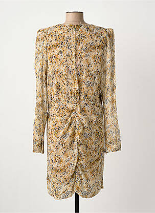 Robe mi-longue imprimé fantaisie manches courtes jaune SECOND FEMALE femme