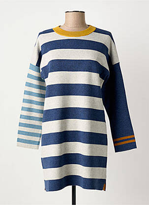 Robe pull tissage chiné manches longues bleu WHITE STUFF femme