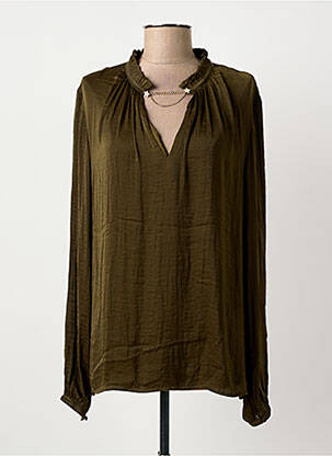 Blouse poignets boutonnés avec fente manches longues vert LIU JO femme