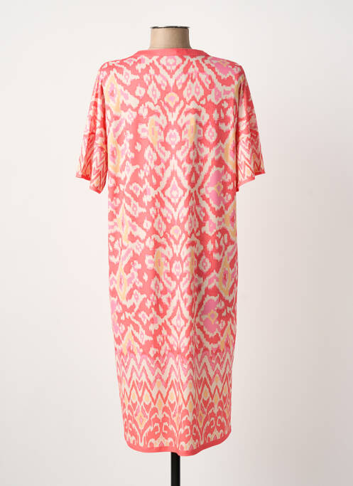 Robe mi-longue imprimé fantaisie manches courtes orange OUI femme