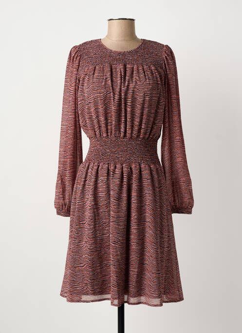 Robe mi-longue imprimé fantaisie manches longues rose SECOND FEMALE femme