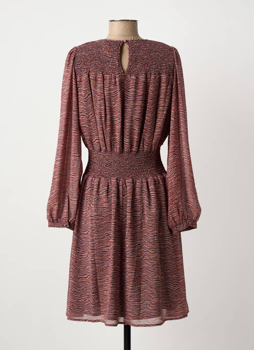 Robe mi-longue imprimé fantaisie manches longues rose SECOND FEMALE femme