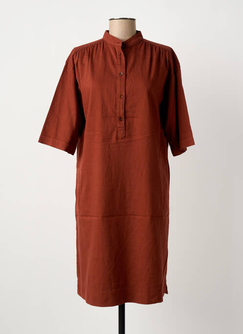 Robe mi-longue manches courtes manches courtes marron HARTFORD femme