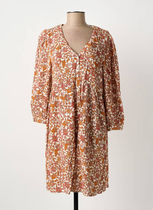 Robe courte manches 3/4 manches 3/4 orange C'EST BEAU LA VIE femme