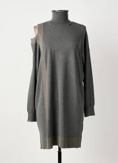 Robe pull tissage chiné manches longues gris GAUDI femme