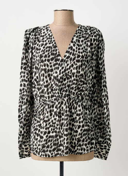 Blouse poignets boutonnés avec fente manches longues noir BERENICE femme