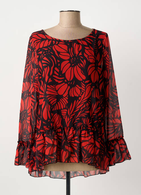 Blouse imprimé fleurs manches longues rouge FRACOMINA femme