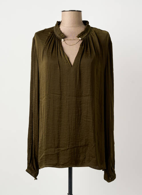 Blouse poignets boutonnés avec fente manches longues vert LIU JO femme