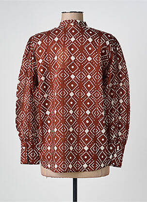 Chemisier tissage crêpe manches longues marron HARTFORD femme