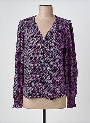 Chemisier tissage crêpe manches longues violet ALMAE femme