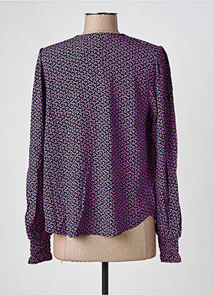Chemisier tissage crêpe manches longues violet ALMAE femme