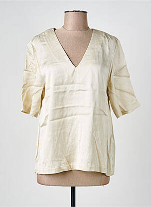 Blouse col v manches courtes beige SAMSOE & SAMSOE femme