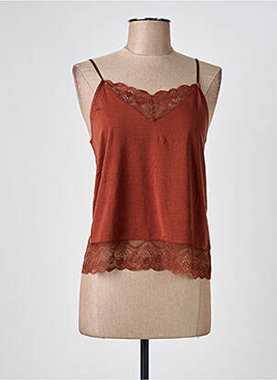 Top manches bretelles ajustables fines bretelles marron SAMSOE & SAMSOE femme
