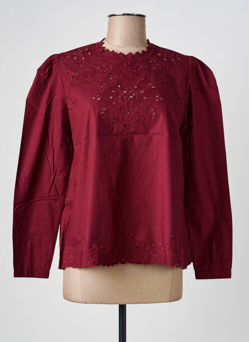 Blouse fermeture boutonnée au dos manches longues rouge JOLIE JOLIE PAR PETITE MENDIGOTE femme