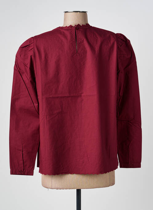 Blouse fermeture boutonnée au dos manches longues rouge JOLIE JOLIE PAR PETITE MENDIGOTE femme