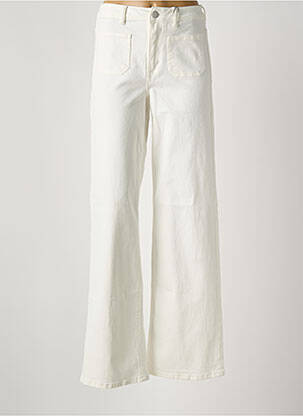 Pantalon droit fermeture zippée sous rabat boutonné taille normale blanc KAFFE femme