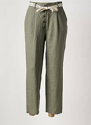 Pantalon chino tissage popeline taille normale vert LE TEMPS DES CERISES femme
